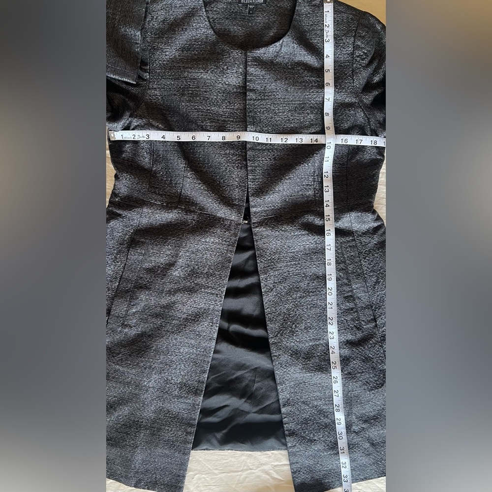 Eileen Fisher Textured Open Front Jacket Blazer Gray Black Size S - Picture 3 of 4